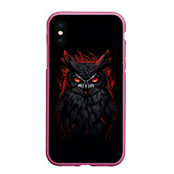 Чехол iPhone XS Max матовый Evil owl, цвет: 3D-малиновый