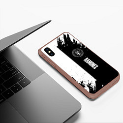 Чехол iPhone XS Max матовый Ramones краски абстракция, цвет: 3D-коричневый — фото 2