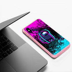 Чехол iPhone XS Max матовый Амонг ас - брызги неона, цвет: 3D-баблгам — фото 2