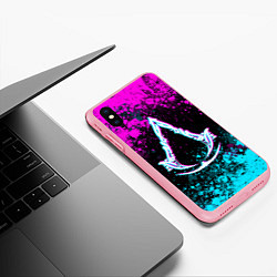 Чехол iPhone XS Max матовый Ассасин крид мираж- неоновые брызги, цвет: 3D-баблгам — фото 2