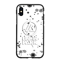 Чехол iPhone XS Max матовый Linkin park текстура зима рок, цвет: 3D-черный