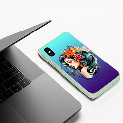 Чехол iPhone XS Max матовый Цветы и буйство красок, цвет: 3D-салатовый — фото 2