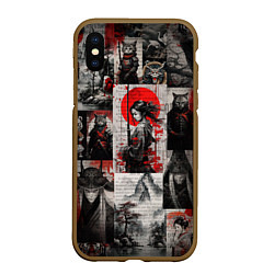 Чехол iPhone XS Max матовый Japanese samurai art, цвет: 3D-коричневый