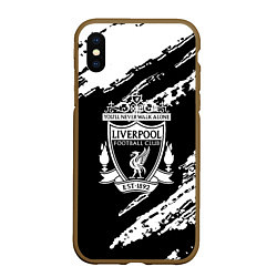 Чехол iPhone XS Max матовый Liverpool белые краски текстура, цвет: 3D-коричневый