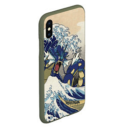 Чехол iPhone XS Max матовый Kanagawa wave - Gyarados, цвет: 3D-темно-зеленый — фото 2