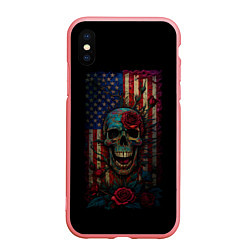 Чехол iPhone XS Max матовый Skull - USA, цвет: 3D-баблгам