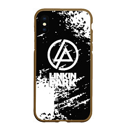 Чехол iPhone XS Max матовый Linkin park logo краски текстура, цвет: 3D-коричневый