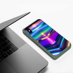 Чехол iPhone XS Max матовый Неоновые линии платформы, цвет: 3D-темно-зеленый — фото 2