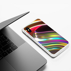 Чехол iPhone XS Max матовый Неоновый крученный металл разноцветный, цвет: 3D-белый — фото 2