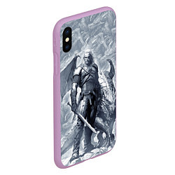 Чехол iPhone XS Max матовый The Witcher and dragon - hand drawn style, цвет: 3D-сиреневый — фото 2