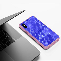 Чехол iPhone XS Max матовый Синяя вода текстура, цвет: 3D-розовый — фото 2