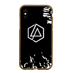 Чехол iPhone XS Max матовый Linkin park краски текстура рок, цвет: 3D-коричневый