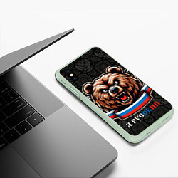 Чехол iPhone XS Max матовый Я русский медведь, цвет: 3D-салатовый — фото 2