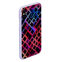 Чехол iPhone XS Max матовый Красно-синие квадраты на чёрном фоне, цвет: 3D-светло-сиреневый — фото 2