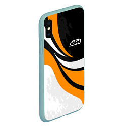 Чехол iPhone XS Max матовый КТМ - оранжевые вставки, цвет: 3D-мятный — фото 2