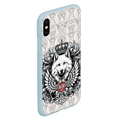 Чехол iPhone XS Max матовый Волк белый герб России, цвет: 3D-голубой — фото 2