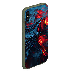 Чехол iPhone XS Max матовый Яркая волнистая абстракция, цвет: 3D-темно-зеленый — фото 2