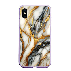 Чехол iPhone XS Max матовый Мрамор - текстура, цвет: 3D-светло-сиреневый