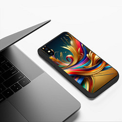 Чехол iPhone XS Max матовый Золотые линии, цвет: 3D-черный — фото 2