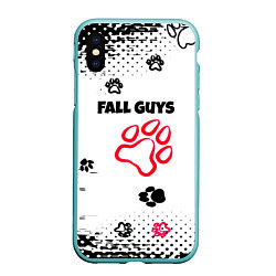 Чехол iPhone XS Max матовый Fall Guys kids game pattern, цвет: 3D-мятный