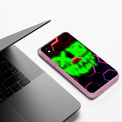 Чехол iPhone XS Max матовый Монстр из неона, цвет: 3D-розовый — фото 2