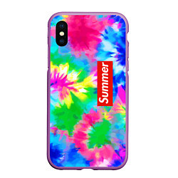 Чехол iPhone XS Max матовый Color abstraction - summer, цвет: 3D-фиолетовый