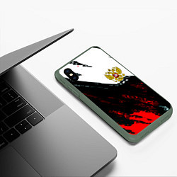 Чехол iPhone XS Max матовый Россия краски абстракция, цвет: 3D-темно-зеленый — фото 2