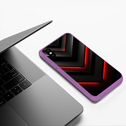 Чехол iPhone XS Max матовый Красное свечение на черном, цвет: 3D-фиолетовый — фото 2