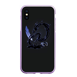 Чехол iPhone XS Max матовый Китайский дракон из чернил, цвет: 3D-сиреневый