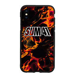 Чехол iPhone XS Max матовый Sum41 red lava, цвет: 3D-черный