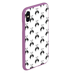 Чехол iPhone XS Max матовый Panda love - pattern, цвет: 3D-фиолетовый — фото 2