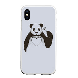 Чехол iPhone XS Max матовый Panda love art, цвет: 3D-белый