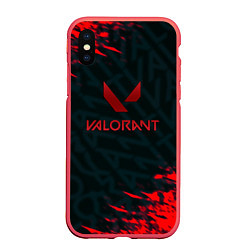 Чехол iPhone XS Max матовый Valorant текстура краски, цвет: 3D-красный