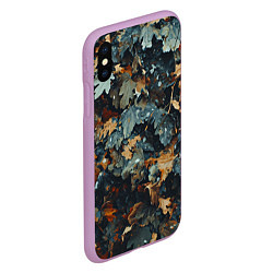 Чехол iPhone XS Max матовый Реалистичный камуфляж из сухих листьев, цвет: 3D-сиреневый — фото 2