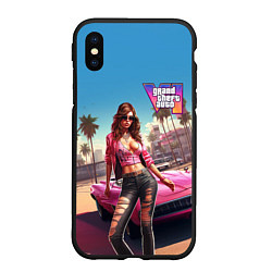 Чехол iPhone XS Max матовый GTA 6 girl logo, цвет: 3D-черный