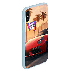 Чехол iPhone XS Max матовый GTA 6 logo auto style, цвет: 3D-голубой — фото 2