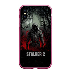 Чехол iPhone XS Max матовый Stalker 2 dark mode, цвет: 3D-малиновый