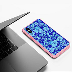 Чехол iPhone XS Max матовый Узоры гжель на темно синем фоне, цвет: 3D-баблгам — фото 2