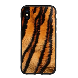 Чехол iPhone XS Max матовый Тигровая шкура, цвет: 3D-черный
