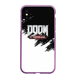 Чехол iPhone XS Max матовый Doom eternal белые краски, цвет: 3D-фиолетовый