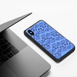 Чехол iPhone XS Max матовый Узоры гжель на голубом фоне, цвет: 3D-черный — фото 2