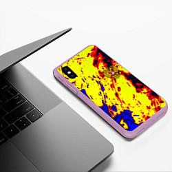 Чехол iPhone XS Max матовый Герб РФ огненный стиль текстура, цвет: 3D-сиреневый — фото 2