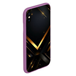 Чехол iPhone XS Max матовый Gold luxury black abstract, цвет: 3D-фиолетовый — фото 2