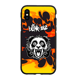 Чехол iPhone XS Max матовый Blink 182 рок панда и огонь, цвет: 3D-черный