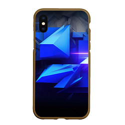 Чехол iPhone XS Max матовый Black blue background abstract, цвет: 3D-коричневый