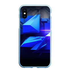 Чехол iPhone XS Max матовый Black blue background abstract, цвет: 3D-голубой