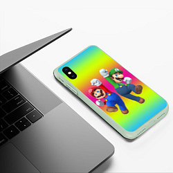 Чехол iPhone XS Max матовый Братья Марио, цвет: 3D-салатовый — фото 2