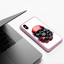 Чехол iPhone XS Max матовый Розы и шипы, цвет: 3D-розовый — фото 2