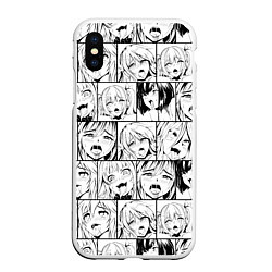 Чехол iPhone XS Max матовый Ahegao pattern, цвет: 3D-белый