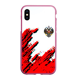 Чехол iPhone XS Max матовый Россия герб империя, цвет: 3D-малиновый